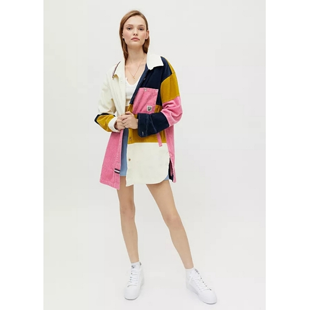 BDG Colorblock Corduroy Shacket in Pink, Mustard, Navy, Cream - Picture 11 of 16